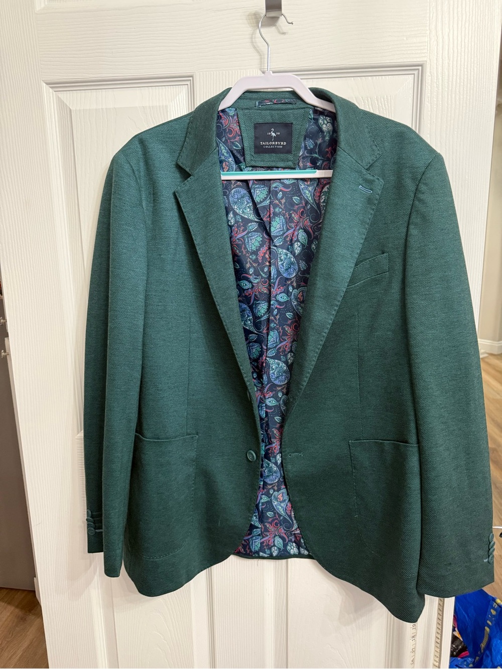 Tailorbyrd Green Sport Coat Blazer 44L Paisley Lined Modern Fit Jacket - Picture 5 of 9